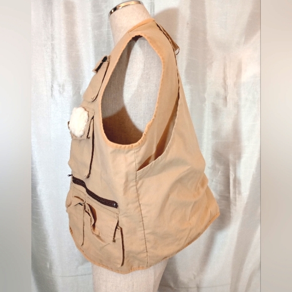 Stansport Fishing Vest, Men, Pockets, Zipper/Flap Pckts/Beige, ZipUp, Vents, L - Picture 2 of 7